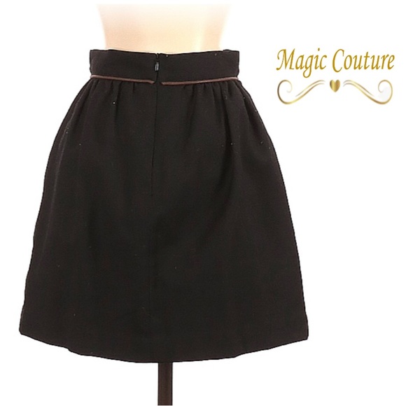 Sea New York Black Wool Pleated Contrast Band Skirt🖤🧡🖤 - Picture 2 of 10